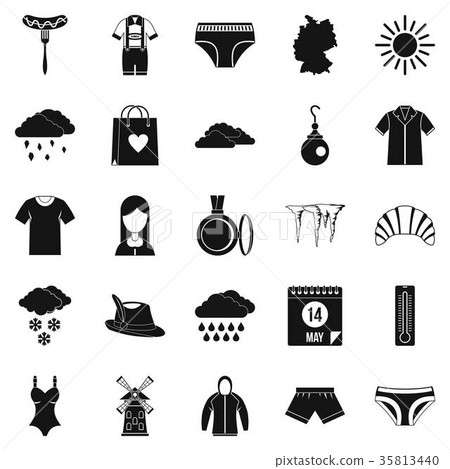 Warm clothes icons set, simple style Warm clothes icons set, simple style 35813440