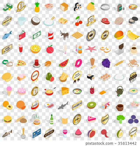 100 cupcakes icons set, isometric 3d style 100 cupcakes icons set, isometric 3d style 35813442