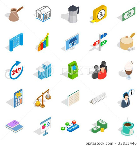 Business model icons set, isometric style 35813446