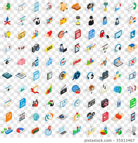100 design icons set, isometric 3d style - Stock Illustration [35813467 ...