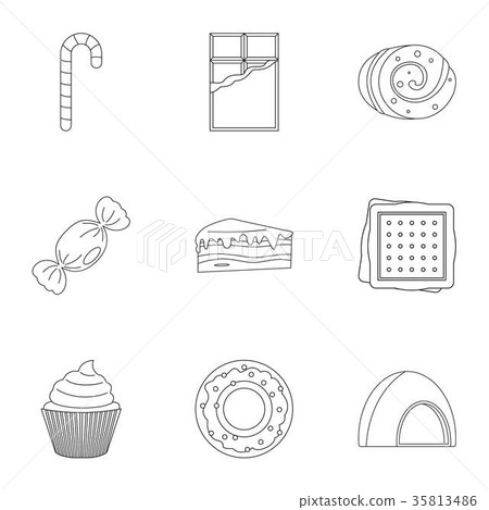 Sweet food icon set, outline style 35813486