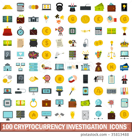 100 cryptocurrency investigation icons set 35813488