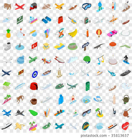 100 experience icons set, isometric 3d style 35813637