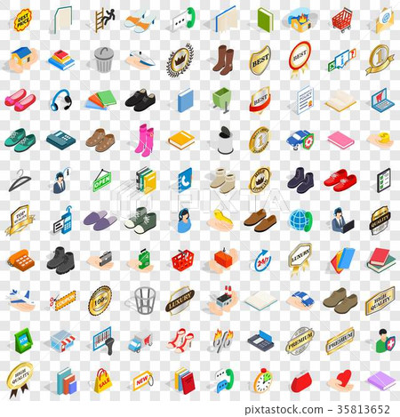 100 commercial icons set, isometric 3d style 100 commercial icons set, isometric 3d style 35813652