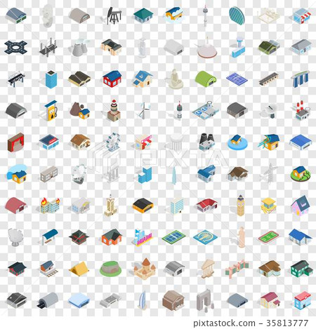 100 assembly icons set, isometric 3d style 100 assembly icons set, isometric 3d style 35813777