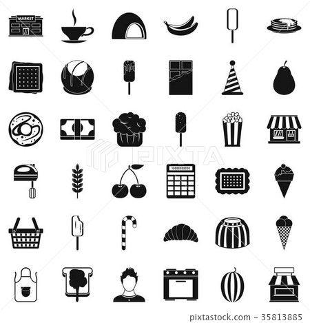 Sweet dish icons set, simple style Sweet dish icons set, simple style 35813885