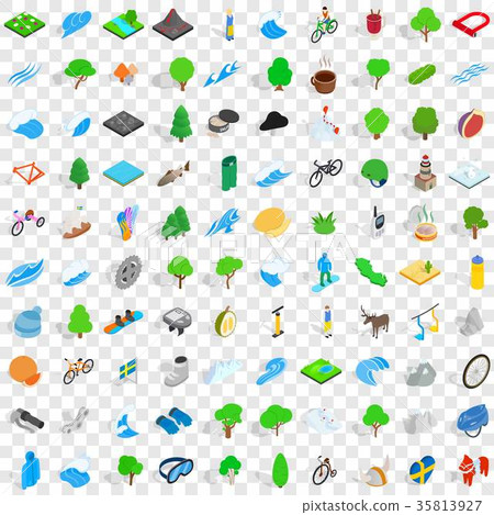 100 beautiful icons set, isometric 3d style - Stock Illustration ...