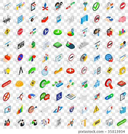 100 decision icons set, isometric 3d style 35813934