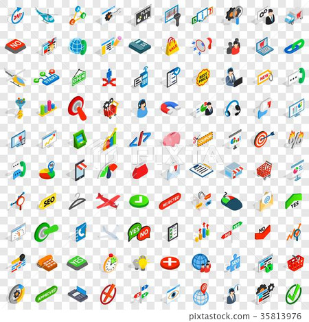 100 biz icons set, isometric 3d style - Stock Illustration [35813976 ...