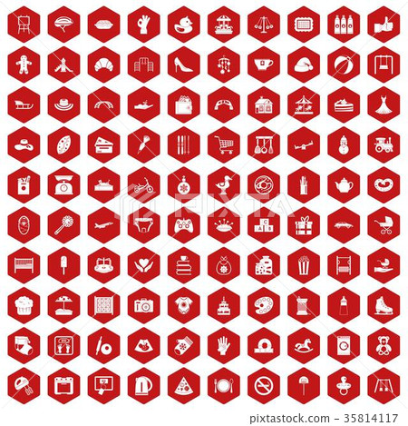 100 mother and child icons hexagon red 100 mother and child icons hexagon red 35814117