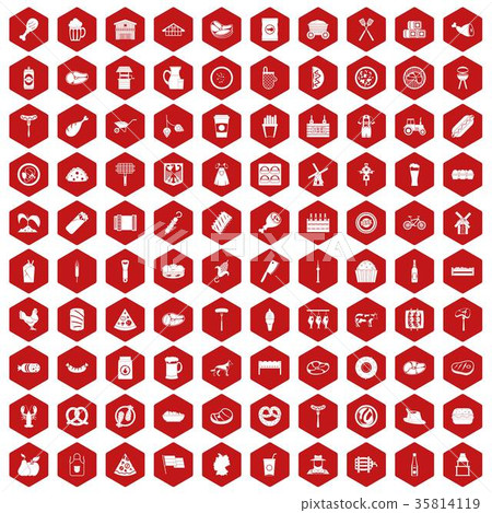 100 meat icons hexagon red 100 meat icons hexagon red 35814119