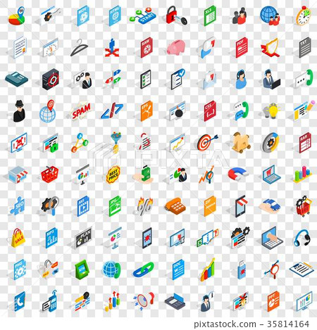 100 data icons set, isometric 3d style 35814164