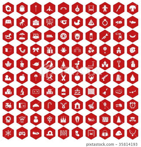 100 nursery school icons hexagon red 100 nursery school icons hexagon red 35814193