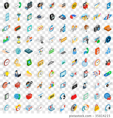 100 device icons set, isometric 3d style 35814215