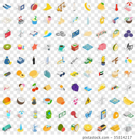 100 dubai icons set, isometric 3d style 35814217