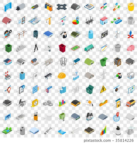 100 industry icons set, isometric 3d style 35814226