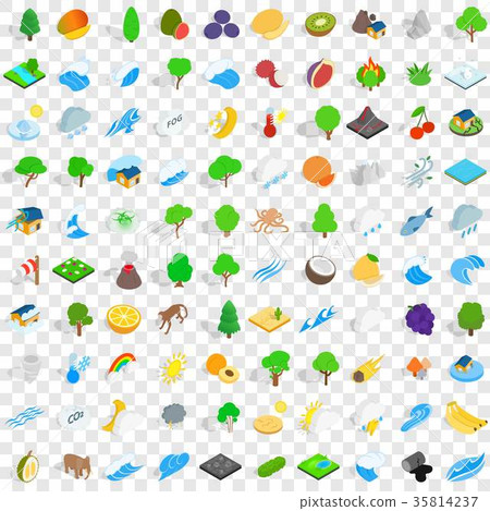 100 earth icons set, isometric 3d style 100 earth icons set, isometric 3d style 35814237