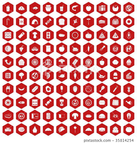 100 meal icons hexagon red 100 meal icons hexagon red 35814254
