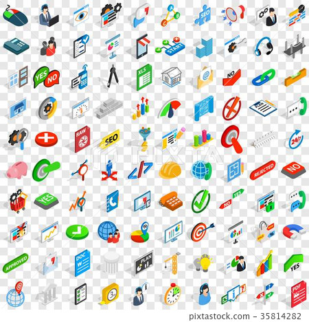 100 project icons set, isometric 3d style 35814282