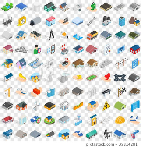 100 construction icons set, isometric 3d style - Stock Illustration ...