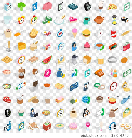 100 cooking icons set, isometric 3d style 35814292