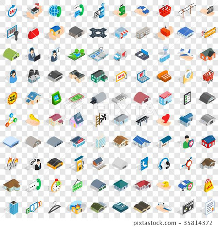 100 hangar icons set, isometric 3d style 100 hangar icons set, isometric 3d style 35814372