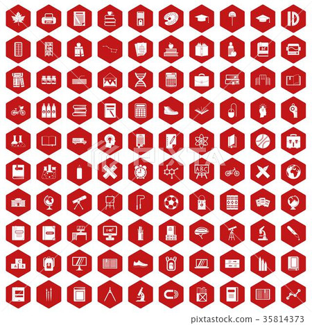 100 school icons hexagon red 100 school icons hexagon red 35814373