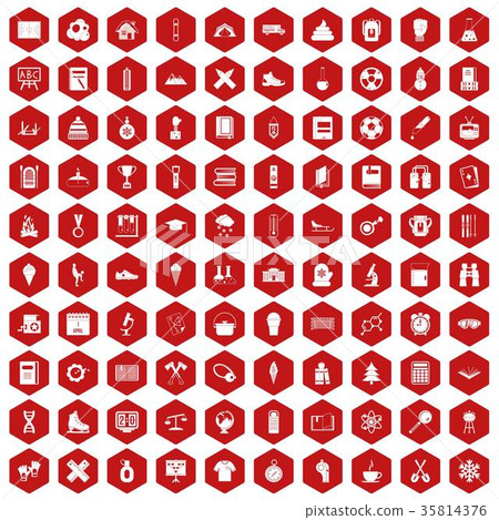 100 school years icons hexagon red 100 school years icons hexagon red 35814376