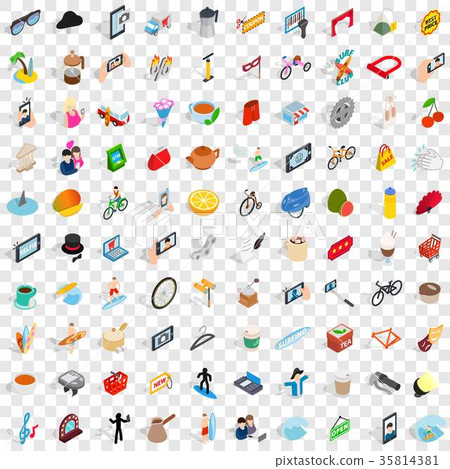 100 habits icons set, isometric 3d style 100 habits icons set, isometric 3d style 35814381