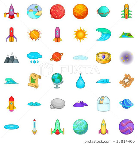 Solar system icons set, cartoon style 35814400