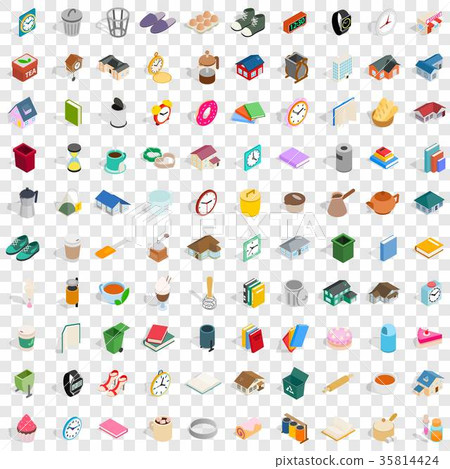100 home icons set, isometric 3d style - Stock Illustration [35814424 ...