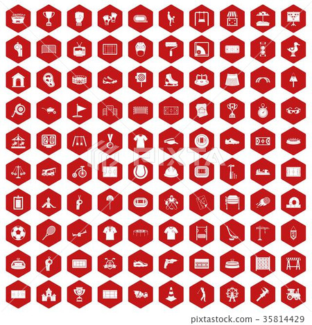 100 playground icons hexagon red 35814429