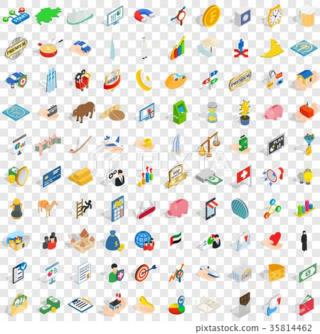 100 piggybank icons set, isometric 3d style 35814462