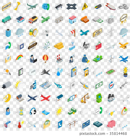 100 Plane Icons Set, Isometric 3d Style - Stock Illustration [35814468 ...