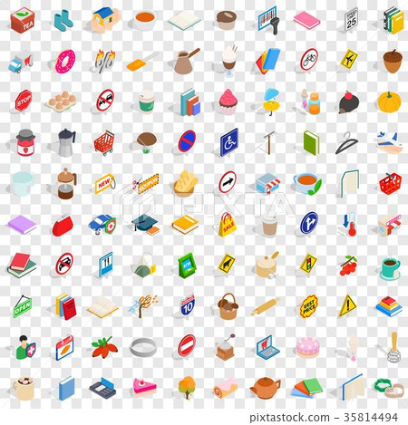 100 practical icons set, isometric 3d style 35814494