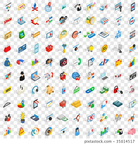 100 it business icons set, isometric 3d style 35814517