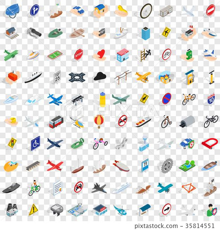 100 road icons set, isometric 3d style 35814551