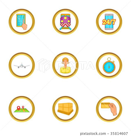 World shipping icons set, cartoon style World shipping icons set, cartoon style 35814607
