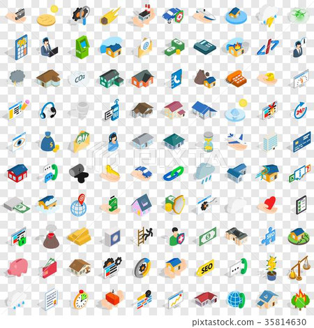 100 insurance icons set, isometric 3d style - Stock Illustration ...