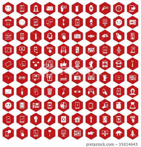 100 touch screen icons hexagon red 100 touch screen icons hexagon red 35814643