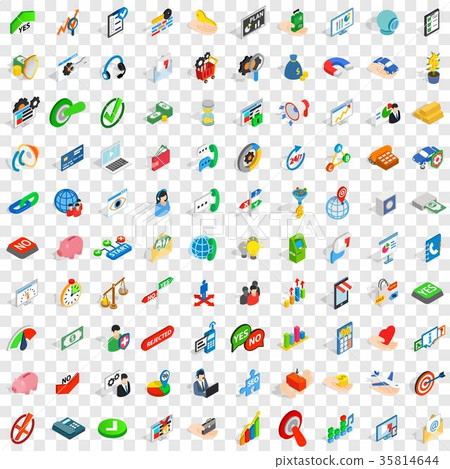 100 payment icons set, isometric 3d style 100 payment icons set, isometric 3d style 35814644