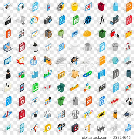 100 pc icons set, isometric 3d style 100 pc icons set, isometric 3d style 35814645