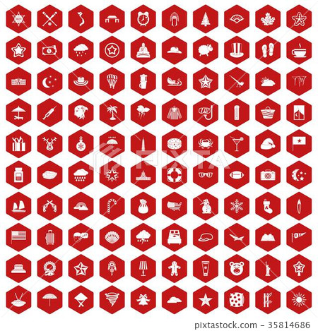 100 star icons hexagon red 100 star icons hexagon red 35814686