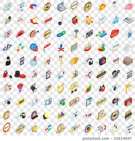100 presentation icons set, isometric 3d style - Stock Illustration ...