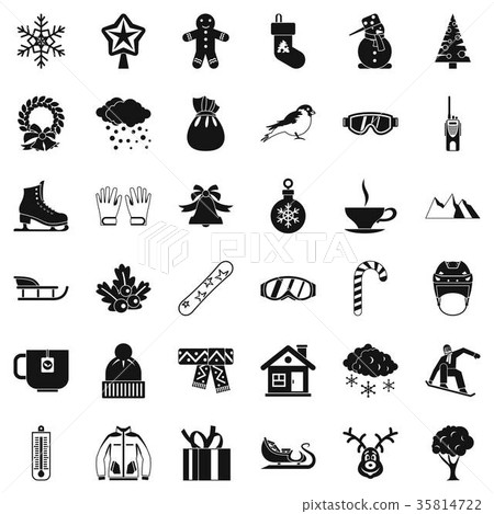 Winter clothes icons set, simple style Winter clothes icons set, simple style 35814722