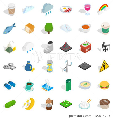 Winter drink icons set, isometric style 35814723