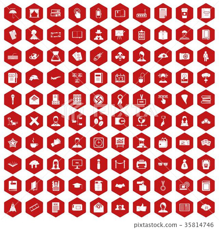 100 writer icons hexagon red 35814746