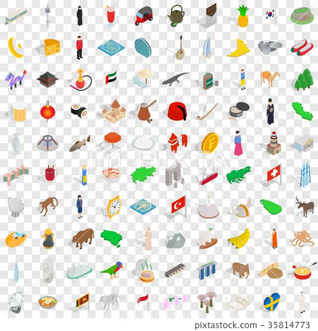 100 motherland icons set, isometric 3d style 35814773