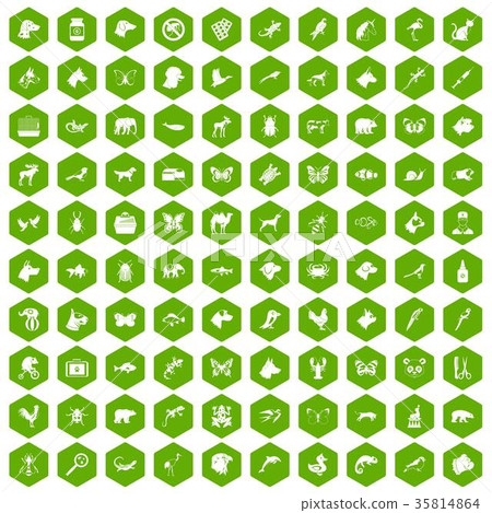 100 animals icons hexagon green 100 animals icons hexagon green 35814864