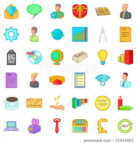Internet marketing icons set, cartoon style Internet marketing icons set, cartoon style 35814865